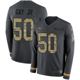Wholesale Cheap Nike Chiefs #50 Willie Gay Jr. Anthracite Salute to Service Men\'s Stitched NFL Limited Therma Long Sleeve Jersey