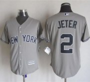 Wholesale Cheap Yankees #2 Derek Jeter Grey New Cool Base Stitched MLB Jersey