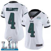 Wholesale Cheap Nike Eagles #4 Jake Elliott White Super Bowl LII Women's Stitched NFL Vapor Untouchable Limited Jersey
