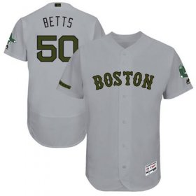 Wholesale Cheap Red Sox #50 Mookie Betts Grey Flexbase Authentic Collection Memorial Day Stitched MLB Jersey