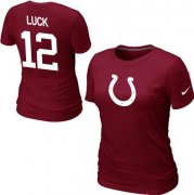 Wholesale Cheap Women's Nike Indianapolis Colts #12 Andrew Luck Name & Number T-Shirt Red