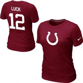 Wholesale Cheap Women\'s Nike Indianapolis Colts #12 Andrew Luck Name & Number T-Shirt Red