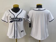 Wholesale Cheap Youth Dallas Cowboys Blank White With Patch Cool Base Stitched Baseball Jersey