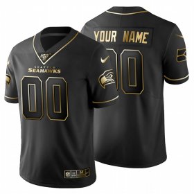 Wholesale Cheap Seattle Seahawks Custom Men\'s Nike Black Golden Limited NFL 100 Jersey
