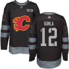 Wholesale Cheap Adidas Flames #12 Jarome Iginla Black 1917-2017 100th Anniversary Stitched NHL Jersey