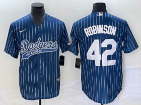 Wholesale Cheap Men\'s Los Angeles Dodgers #42 Jackie Robinson Blue Pinstripe Cool Base Stitched Baseball Jersey