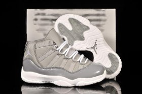 Wholesale Cheap Air Jordan 11 Kid Shoes Light gray/White