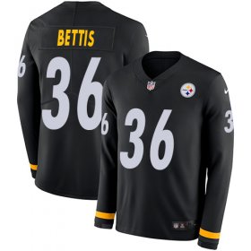 Wholesale Cheap Nike Steelers #36 Jerome Bettis Black Team Color Men\'s Stitched NFL Limited Therma Long Sleeve Jersey