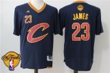 Wholesale Cheap Men's Cleveland Cavaliers LeBron James #23 2017 The NBA Finals Patch New Navy Blue Short-Sleeved Jersey