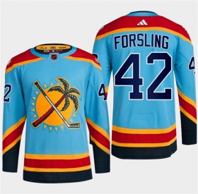 Wholesale Cheap Men\'s Florida Panthers #42 Gustav Forsling Blue 2022-23 Reverse Retro Stitched Jersey