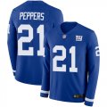Wholesale Cheap Nike Giants #21 Jabrill Peppers Royal Blue Team Color Men's Stitched NFL Limited Therma Long Sleeve Jersey