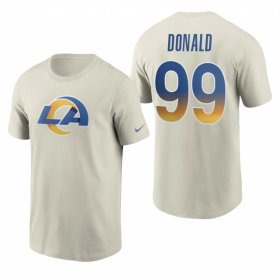 Wholesale Cheap Los Angeles Rams #99 Aaron Donald Men\'s Cream 2020 Primary Logo NFL T-Shirt