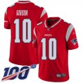 Wholesale Cheap Nike Patriots #10 Josh Gordon Red Men's Stitched NFL Limited Inverted Legend 100th Season Jersey