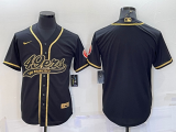 Wholesale Cheap Men's San Francisco 49ers Blank Black Gold With Patch Cool Base Stitched Baseball Jersey