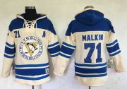 Wholesale Cheap Penguins #71 Evgeni Malkin Cream Sawyer Hooded Sweatshirt Stitched NHL Jersey