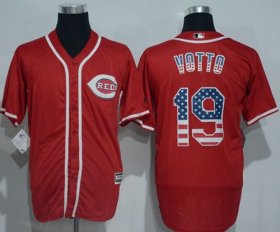 Wholesale Cheap Reds #19 Joey Votto Red USA Flag Fashion Stitched MLB Jersey