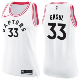 Wholesale Cheap Raptors #33 Marc Gasol White Pink Women\'s Basketball Swingman Fashion Jersey