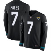 Wholesale Cheap Nike Jaguars #7 Nick Foles Black Team Color Men's Stitched NFL Limited Therma Long Sleeve Jersey