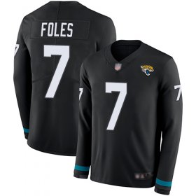 Wholesale Cheap Nike Jaguars #7 Nick Foles Black Team Color Men\'s Stitched NFL Limited Therma Long Sleeve Jersey