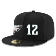 Wholesale Cheap Philadelphia Eagles #12 Randall Cunningham Snapback Cap NFL Player Black with White Number Stitched Hat