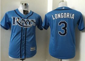 Wholesale Cheap Rays #3 Evan Longoria Light Blue Stitched Youth MLB Jersey