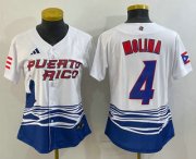 Cheap Women's Puerto Rico Baseball #4 Yadier Molina 2023 Red World Classic Stitched Jerseys