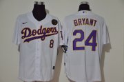 Wholesale Cheap Los Angeles Dodgers #8 #24 Kobe Bryant Men's Nike White Purple No. Cool Base 2020 KB Patch MLB Jersey