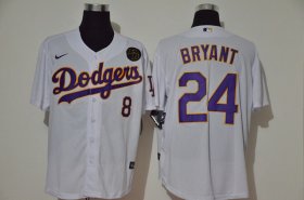 Wholesale Cheap Los Angeles Dodgers #8 #24 Kobe Bryant Men\'s Nike White Purple No. Cool Base 2020 KB Patch MLB Jersey