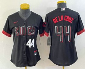 Wholesale Cheap Women\'s Cincinnati Reds #44 Elly De La Cruz Number Black 2023 City Connect Cool Base Stitched Baseball Jersey2