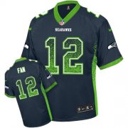 Wholesale Cheap Nike Seahawks #12 Fan Steel Blue Team Color Men's Stitched NFL Elite Drift Fashion Jersey