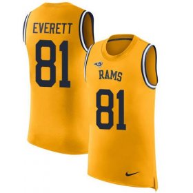 Wholesale Cheap Nike Rams #81 Gerald Everett Gold Men\'s Stitched NFL Limited Rush Tank Top Jersey
