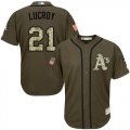 Wholesale Cheap Athletics #21 Jonathan Lucroy Green Salute to Service Stitched MLB Jersey