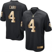 Wholesale Cheap Nike Raiders #4 Derek Carr Black Team Color Youth Stitched NFL Elite Gold Jersey