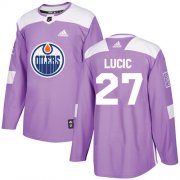 Wholesale Cheap Adidas Oilers #27 Milan Lucic Purple Authentic Fights Cancer Stitched Youth NHL Jersey