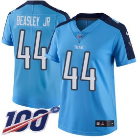 Wholesale Cheap Nike Titans #44 Vic Beasley Jr Light Blue Women\'s Stitched NFL Limited Rush 100th Season Jersey