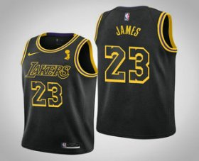 Wholesale Cheap Men\'s Los Angeles Lakers #23 LeBron James 2020 NBA Finals Champions City Black Jersey
