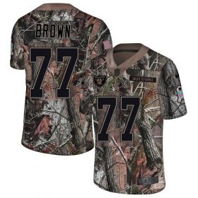 Wholesale Cheap Nike Raiders #77 Trent Brown Camo Men\'s Stitched NFL Limited Rush Realtree Jersey