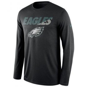 Wholesale Cheap Men\'s Philadelphia Eagles Nike Black Legend Staff Practice Long Sleeves Performance T-Shirt
