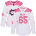 Wholesale Cheap Adidas Canadiens #65 Andrew Shaw White/Pink Authentic Fashion Women's Stitched NHL Jersey