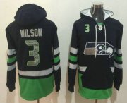 Wholesale Cheap Men's Seattle Seahawks #3 Russell Wilson NEW Navy Blue Pocket Stitched NFL Pullover Hoodie