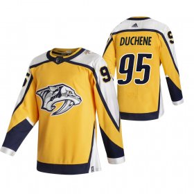 Wholesale Cheap Nashville Predators #95 Matt Duchene Yellow Men\'s Adidas 2020-21 Reverse Retro Alternate NHL Jersey
