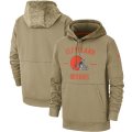 Wholesale Cheap Men's Cleveland Browns Nike Tan 2019 Salute to Service Sideline Therma Pullover Hoodie