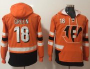 Wholesale Cheap Nike Bengals #18 A.J. Green Orange/Black Name & Number Pullover NFL Hoodie