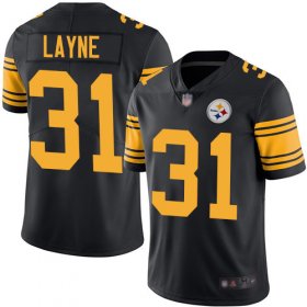 Wholesale Cheap Nike Steelers #31 Justin Layne Black Men\'s Stitched NFL Limited Rush Jersey