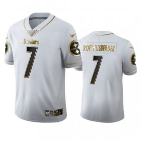 Wholesale Cheap Pittsburgh Steelers #7 Ben Roethlisberger Men\'s Nike White Golden Edition Vapor Limited NFL 100 Jersey