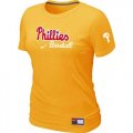 Wholesale Cheap Women's Philadelphia Phillies Nike Short Sleeve Practice MLB T-Shirt Yellow