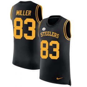 Wholesale Cheap Nike Steelers #83 Heath Miller Black Team Color Men\'s Stitched NFL Limited Rush Tank Top Jersey