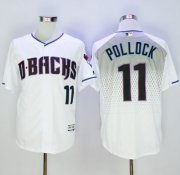 Wholesale Cheap Diamondbacks #11 A. J. Pollock White/Capri New Cool Base Stitched MLB Jersey