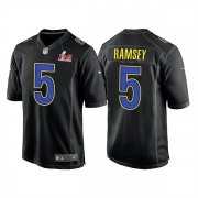 Wholesale Cheap Men's Los Angeles Rams #5 Jalen Ramsey 2022 Black Super Bowl LVI Game Stitched Jersey