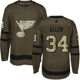 Wholesale Cheap Adidas Blues #34 Jake Allen Green Salute to Service Stitched Youth NHL Jersey